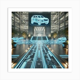 Illuminated Pathways Suv Factory Art Print