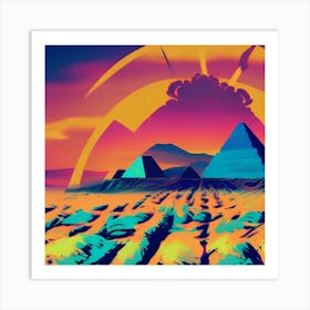 Pyramids In The Desert Art Print