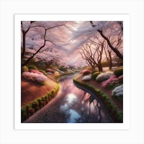 Cherry Blossom Park Art Print