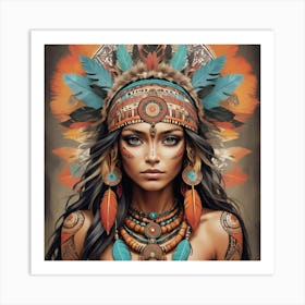 Tribal girl Enigma Boho Art Style Art Print Art Print