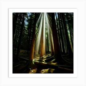 Rays Of Light In The Forest 1 Art Print