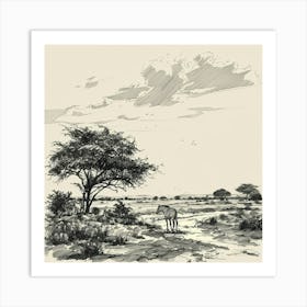 Giraffes In The Wild Art Print