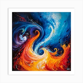 Dynamic Composition Set In A Chaotic Yet Aesthetically Pleasing Universe Swirls Of Abstract Shapes 1 Art Print