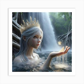 Princess In A Waterfall Art Print