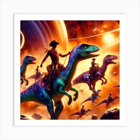 Dinosaurs In Space 2 Art Print