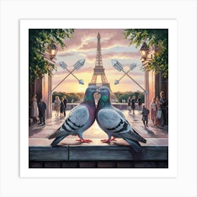 Pigeons In Paris Art Print