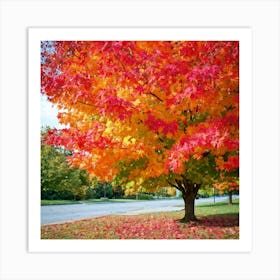 Anecdote Of An Autumnal Oak Tree Bathed In Brilliant Violet Hues In A Mid September Setting Leaves (4) Art Print