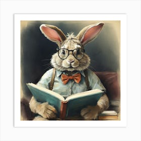 Rabbit Reading A Book 2 Art Print