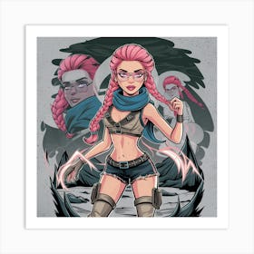 Sexy Girl With Pink Hair Art Print