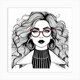 Girl With Glasses 2 Art Print