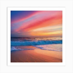 Beach Sunset Rainbow Art Print