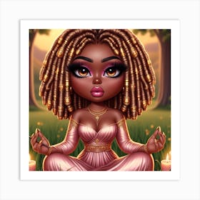 Afro Girl In The Forest Art Print