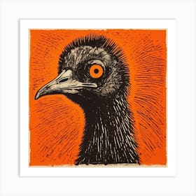 Retro Bird Lithograph Emu Art Print