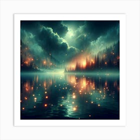 Lake At Night 1 Art Print