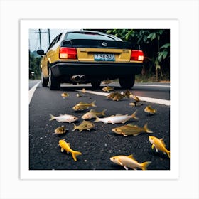 Fish On The Road Art Print