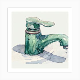 Watercolor Of A Faucet Art Print