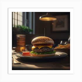 Burger On A Plate 114 Art Print