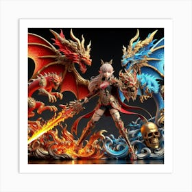 Dragons And Swords Art Print