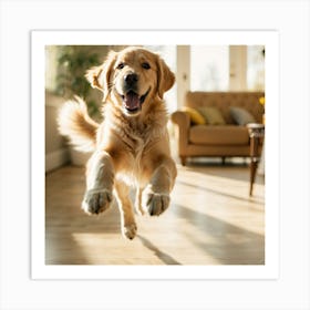 Golden Retriever Jumping Art Print