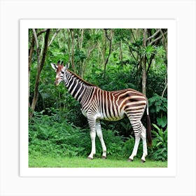 Okapi Africa Giraffe Mammal Forest Herbivore Stripes Hooves Wildlife Rainforest Congo Uni Art Print
