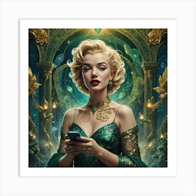 Marilyn Monroe with a cell phone Art Print