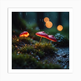 Mushrooms In The Rain Art Print