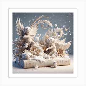 Angels On A Book 2 Art Print