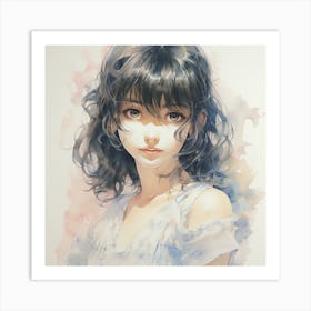 Watercolor Of A Girl Art Print