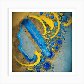 Blue And Yellow Abstract Painting Art Print