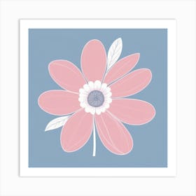 A White And Pink Flower In Minimalist Style Square Composition 372 Art Print