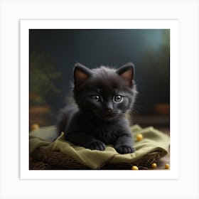 Little Baby Black Cat Art Print
