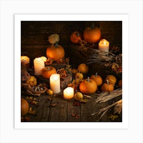 Autumn Leaves And Pumpkins 1 Art Print