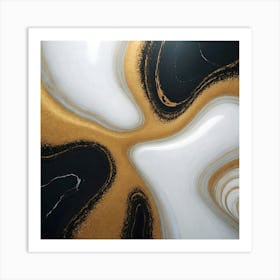 Abstract Gold And Black Swirls Art Print