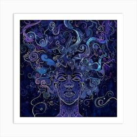 Woman With A Purple Head Art Print