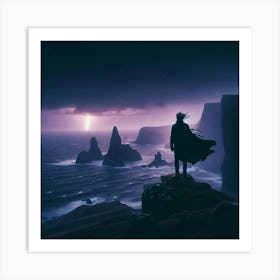 Man On Top Of Cliff Art Print