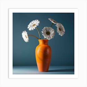 Daisy Flowers Vase Living Room (8) Art Print