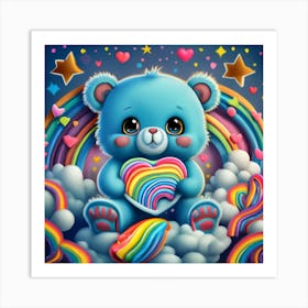 Rainbow Teddy Bear Art Print