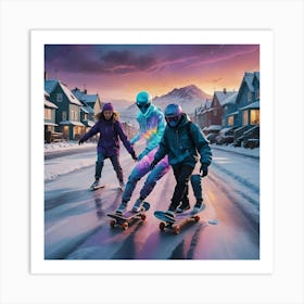 Alien Skateboarder In Iceland Art Print