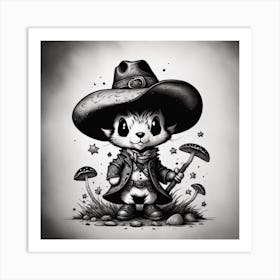 Mouse Cowboy Holding a Mushroom  Art Print