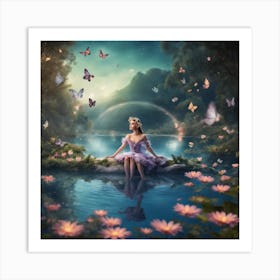 Fairy Princess in a Magical Lake Art Print