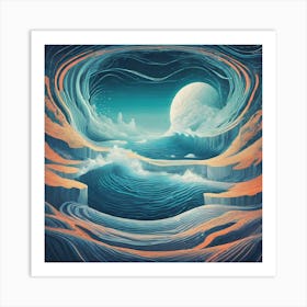 Moon In The Ocean Art Print