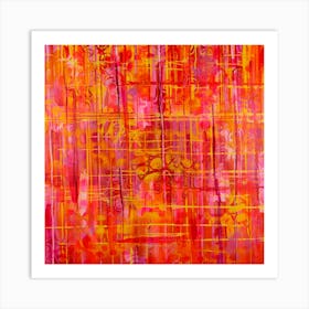 Crimson Tartan Abstract Painting Art Print