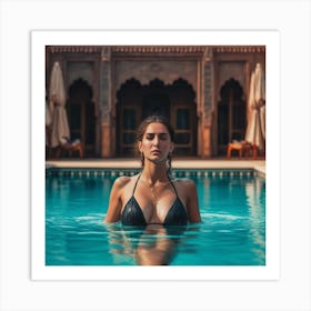 Beautiful Woman In A Pool Art Print