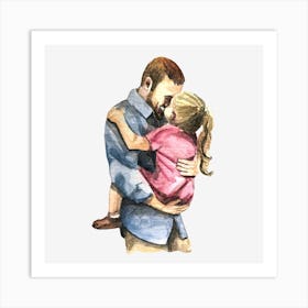 Father And Daughter Hugging Father's Day 1 Art Print