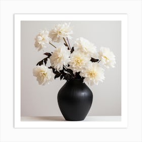 Black vase with flowers Art Print