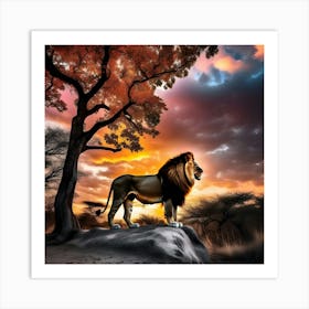 Lion In The Sunset 3 Art Print