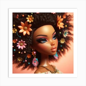 Barbie Doll With Flowers Art Print