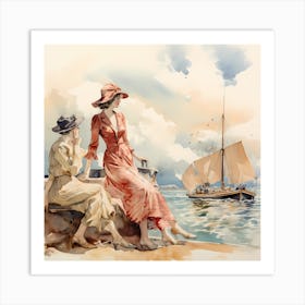 Timeless Tints: 1940s Watercolour Elegance Art Print