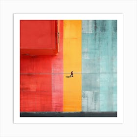 Man Walking On Colorful Pavement Art Print