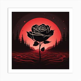 Rose Black and red Art Print